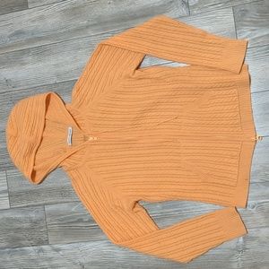 Autumn Cashmere Orange Cable Knit Zip-up Sweater size medium